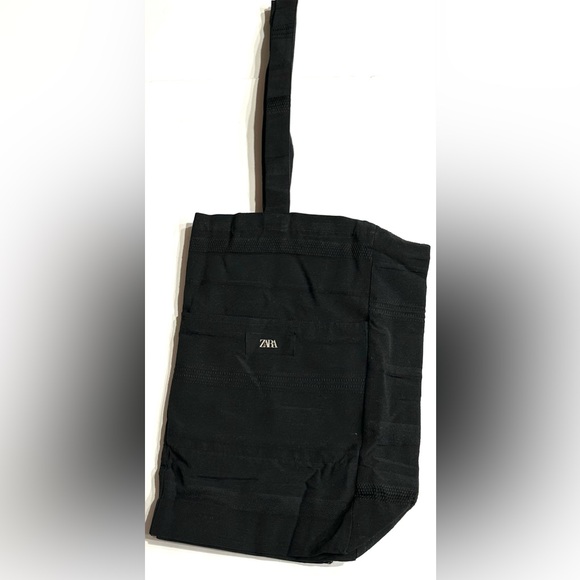 Zara Genuine Extra Large Black Shopper Tote Fabric Foldable Tote Reusable Bag - Picture 7 of 13